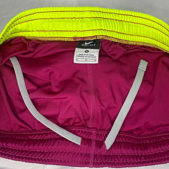 Nike Dri Fit Purple Neon Yellow Athletic Running Shorts - Picture 4 of 5